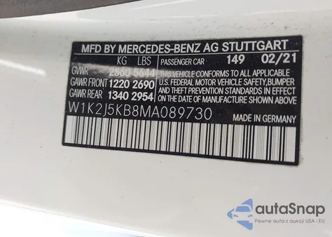 2021 Mercedes-Benz Cls 450 4Matic from USA, damaged, VIN W1K2J5KB8MA089730
